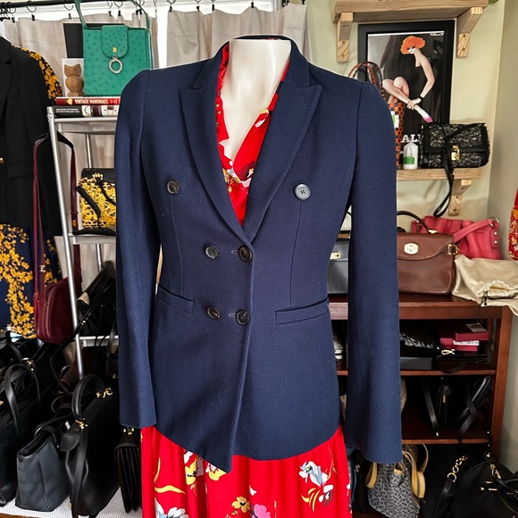 Gucci Navy Double-Breasted BlazerGold Logo ButtonsIT 38